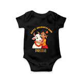 Kutty Jallikattu Rani Kids Romper – Custom Name Design - BLACK - New Born (Chest 14")