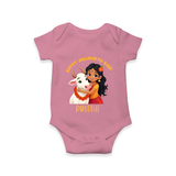 "Kutty Jallikattu Rani - Jallikattu Themed Customized Romper for Babies with Name" - ONION - 0 - 3 Months Old (Chest 16")