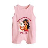 Kutty Jallikattu Rani Kids Romper Suit – Custom Name Design - BABY PINK - 0 - 5 Months Old (Chest 18")