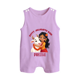 Kutty Jallikattu Rani Kids Romper Suit – Custom Name Design - LILAC - 0 - 5 Months Old (Chest 18")