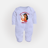 "Kutty Jallikattu Rani - Jallikattu Themed Customized Sleep Suit for Babies with Name" - BABY BLUE - New Born (Chest 7.5")