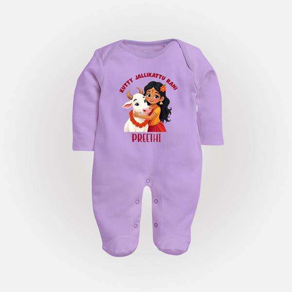 Kutty Jallikattu Rani Kids Fullbody Suit – Custom Name Design - LILAC - New Born (Chest 7.5")