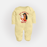 "Kutty Jallikattu Rani - Jallikattu Themed Customized Sleep Suit for Babies with Name" - PASTEL YELLOW - New Born (Chest 7.5")