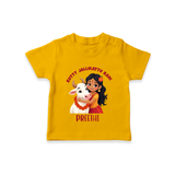 "Kutty Jallikattu Rani - Jallikattu Themed Customized T-Shirt for Babies with Name" - CHROME YELLOW - 0-5 Months Old (Chest 17")