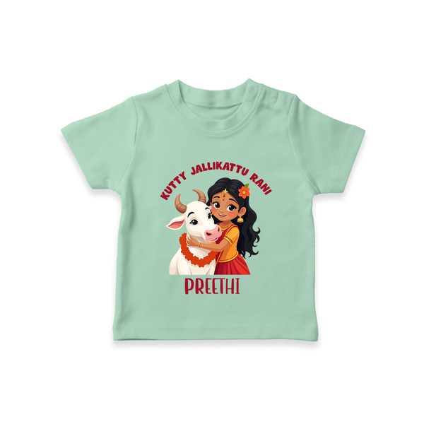 Kutty Jallikattu Rani Kids T-Shirt – Custom Name Design - MINT GREEN - 0-5 Months Old (Chest 17")