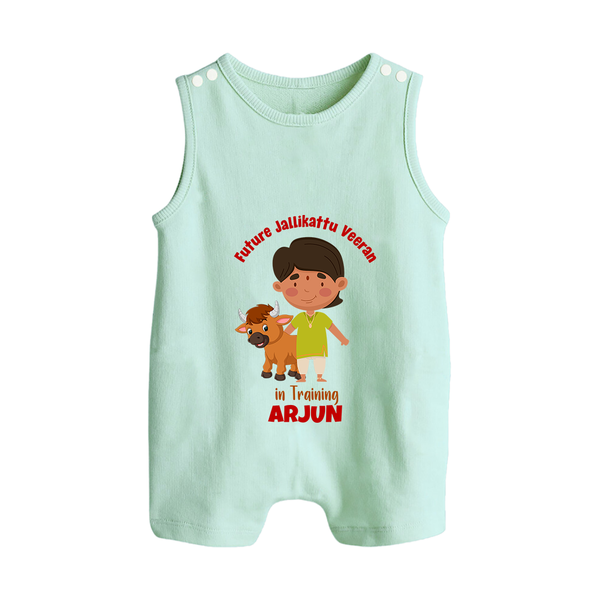 Future Jallikattu Veeran Kids Romper Suit – Custom Name Design - MINT GREEN - 0 - 5 Months Old (Chest 18")