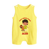 "Future Jallikattu Veeran in Training - Jallikattu Themed Customized Romper Suit for Babies with Name" - PASTEL YELLOW - 0 - 5 Months Old (Chest 18")