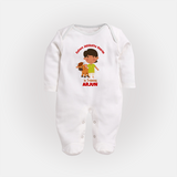 "Future Jallikattu Veeran in Training - Jallikattu Themed Customized Sleep Suit for Babies with Name" - WHITE - New Born (Chest 7.5")