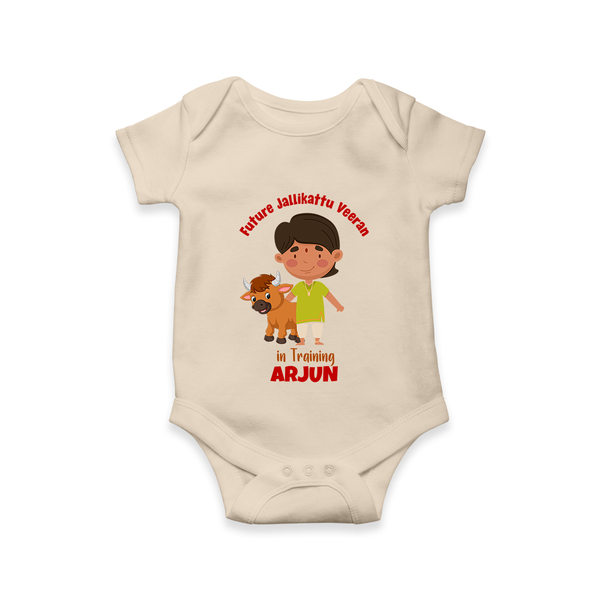 Future Jallikattu Veeran Kids Romper – Custom Name Design - IVORY - New Born (Chest 14")