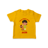 "Future Jallikattu Veeran in Training - Jallikattu Themed Customized T-Shirt for Babies with Name" - CHROME YELLOW - 0-5 Months Old (Chest 17")