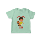 "Future Jallikattu Veeran in Training - Jallikattu Themed Customized T-Shirt for Babies with Name" - MINT GREEN - 0-5 Months Old (Chest 17")