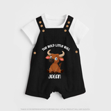 The Bold Little Bull – Personalized Kids Dungaree - BLACK - 0 - 5 Months Old (Chest 18")