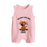 The Bold Little Bull – Personalized Kids Romper Suit - BABY PINK - 0 - 5 Months Old (Chest 18")