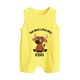 The Bold Little Bull – Personalized Kids Romper Suit - PASTEL YELLOW - 0 - 5 Months Old (Chest 18")