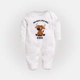 "The Bold Little Bull - Jallikattu Themed Customized Sleep Suit for Babies with Name" - WHITE - New Born (Chest 7.5")