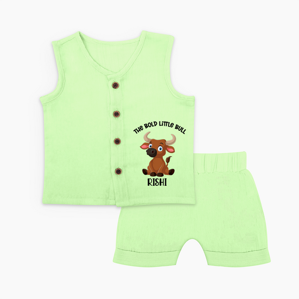 The Bold Little Bull – Personalized Kids Jabla Set - PASTEL GREEN - 0 - 3 Months Old (Chest 9.8")