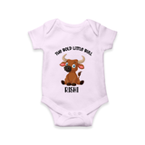 "The Bold Little Bull - Jallikattu Themed Customized Romper for Babies with Name" - LILAC - 0 - 3 Months Old (Chest 16")