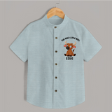 "The Bold Little Bull - Jallikattu Themed Customized Shirt for Kids with Name" - ARCTIC BLUE - 0 - 6 Months Old (Chest 23")