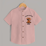 "The Bold Little Bull - Jallikattu Themed Customized Shirt for Kids with Name" - PEACH - 0 - 6 Months Old (Chest 23")