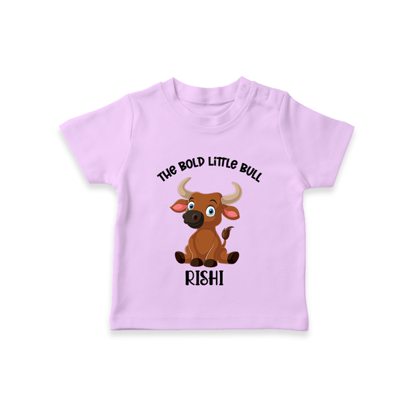 The Bold Little Bull – Personalized Kids T-Shirt - LILAC - 0-5 Months Old (Chest 17")