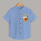 "Happy Mattu Pongal - Bull-Themed Customized Shirt for Boys with Name" - SKY BLUE - 0 - 6 Months Old (Chest 23")