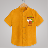 Happy Mattu Pongal  Kids Shirt – Custom Name Design - CHROME YELLOW - 0 - 6 Months Old (Chest 23")