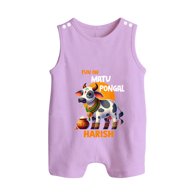 "Fun on the Festival - Customized Romper Suit for Babies with Name" - LILAC - 0 - 5 Months Old (Chest 18")