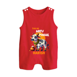 "Fun on the Festival - Customized Romper Suit for Babies with Name" - RED - 0 - 5 Months Old (Chest 18")