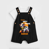 "Fun on the Festival - Customized Dungaree Set for Kids with Name" - BLACK - 0 - 5 Months Old (Chest 18")