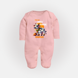 "Fun on the Festival - Customized Sleep Suit for Babies with Name" - BABY PINK - New Born (Chest 7.5")