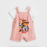 "Fun on the Festival - Customized Dungaree Set for Kids with Name" - PEACH - 0 - 5 Months Old (Chest 18")