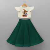 "Fun On for the Festival - Customized Crop Top and Skirt for Girls with Name" - BOTTLE GREEN - 6 - 9 Months Old (Chest 20" , Frock Waist 20")