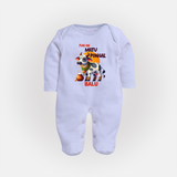 "Fun on the Festival - Customized Sleep Suit for Babies with Name" - BABY BLUE - New Born (Chest 7.5")