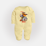 "Fun on the Festival - Customized Sleep Suit for Babies with Name" - PASTEL YELLOW - New Born (Chest 7.5")