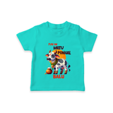 "Fun on the Festival - Customized T-shirt for Kids with Name" - TEAL - 0-5 Months Old (Chest 17")