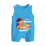 "Happy Mattu Pongal - Kutty Vivasayi Customized Romper Suit for Babies with Name" - ROYAL BLUE - 0 - 5 Months Old (Chest 18")