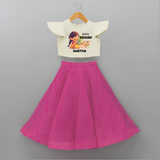 "Happy Mattu Pongal - Kutty Vivasayi Customized Crop Top and Skirt for Girls with Name" - FUSCHIA - 6 - 9 Months Old (Chest 20" , Frock Waist 20")