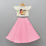 "Happy Mattu Pongal - Kutty Vivasayi Customized Crop Top and Skirt for Girls with Name" - PINK - 6 - 9 Months Old (Chest 20" , Frock Waist 20")