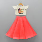 "Happy Mattu Pongal - Kutty Vivasayi Customized Crop Top and Skirt for Girls with Name" - RED - 6 - 9 Months Old (Chest 20" , Frock Waist 20")