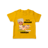 "Happy Mattu Pongal - Little Farmer-Themed Customized T-shirt for Kids with Name" - CHROME YELLOW - 0-5 Months Old (Chest 17")