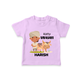 "Happy Mattu Pongal - Little Farmer-Themed Customized T-shirt for Kids with Name" - LILAC - 0-5 Months Old (Chest 17")