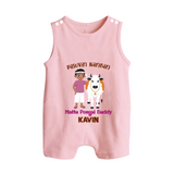 "Pasuvin Nanban - Sweet & Festive Customized Romper Suit for Babies with Name for Mattu Pongal" - BABY PINK - 0 - 5 Months Old (Chest 18")