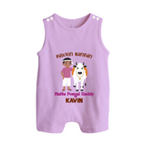 "Pasuvin Nanban - Sweet & Festive Customized Romper Suit for Babies with Name for Mattu Pongal" - LILAC - 0 - 5 Months Old (Chest 18")