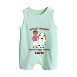 "Pasuvin Nanban - Sweet & Festive Customized Romper Suit for Babies with Name for Mattu Pongal" - MINT GREEN - 0 - 5 Months Old (Chest 18")