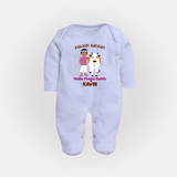 "Pasuvin Nanban - Sweet & Festive Customized Sleep Suit for Babies with Name for Mattu Pongal" - BABY BLUE - New Born (Chest 7.5")