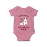 "Pasuvin Nanban - Sweet & Festive Customized Romper for Babies with Name for Mattu Pongal" - ONION - 0 - 3 Months Old (Chest 16")