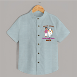 "Pasuvin Nanban - Sweet and Festive Customized Shirt for Boys with Name for Mattu Pongal" - ARCTIC BLUE - 0 - 6 Months Old (Chest 23")