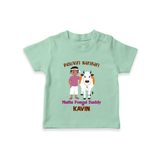 "Pasuvin Nanban - Sweet & Festive Customized T-shirt for Kids with Name for Mattu Pongal" - MINT GREEN - 0-5 Months Old (Chest 17")