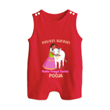 "Pasuvin Nanban - Celebrate the Spirit of Mattu Pongal with Customized Romper Suit for Babies with Name" - RED - 0 - 5 Months Old (Chest 18")