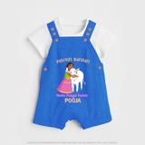 "Pasuvin Nanban - Celebrate the Spirit of Mattu Pongal with Customized Dungaree Set for Kids with Name" - COBALT BLUE - 0 - 5 Months Old (Chest 18")